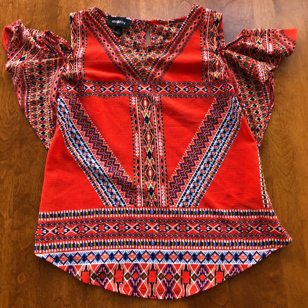 Amy Byer Coral Cold Shoulder Dressy Blouse